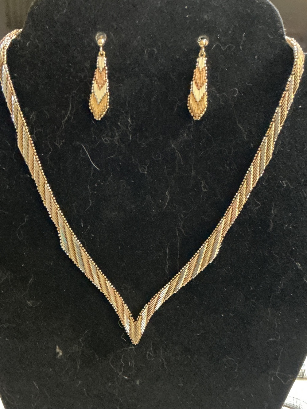 Vintage Italian tricolor necklace and earrings